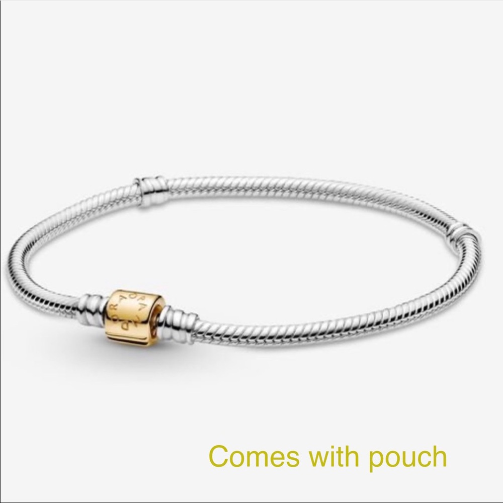 Authentic Pandora Moments Two-tone Barrel Clasp Snake Chain Bracelet - FIRM
